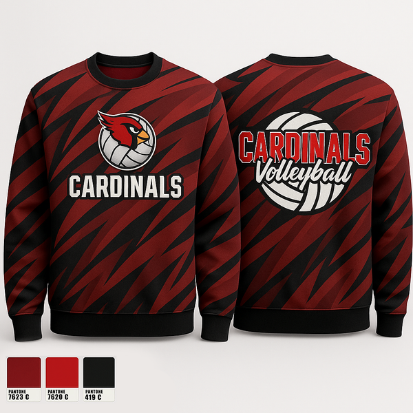 Crew Neck Sweatshirt, Cardinals, Women's Volleyball, Teamtime, Team time, sublimation, custom sports apparel, team uniforms, spirit wear, spiritwear, sports uniforms, custom shirts, team store, custom team store, fundraiser sports, apparel fundraiser