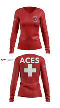 ACES 41643148 Women's Long Sleeve V-neck Shirt - 100