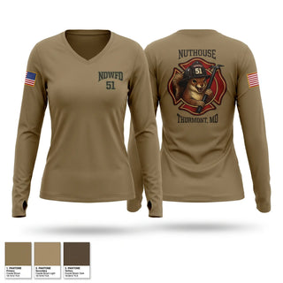 Womens Long Sleeve Vneck Shirt, NDWFD 51, Navy, Teamtime, Team time, sublimation, custom sports apparel, team uniforms, spirit wear, spiritwear, sports uniforms, custom shirts, team store, custom team store, fundraiser sports, apparel fundraiser