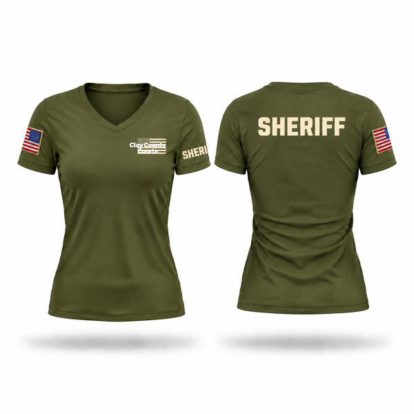 Womens Short Sleeve Vneck Shirt, Clay County Courts, Police, Teamtime, Team time, sublimation, custom sports apparel, team uniforms, spirit wear, spiritwear, sports uniforms, custom shirts, team store, custom team store, fundraiser sports, apparel fundraiser