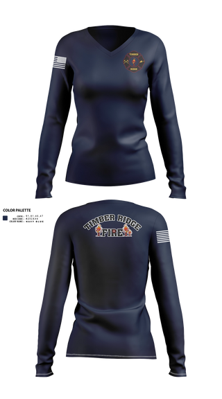 Womens Long Sleeve Vneck Shirt, Timber ridge fire, Fire Department, Teamtime, Team time, sublimation, custom sports apparel, team uniforms, spirit wear, spiritwear, sports uniforms, custom shirts, team store, custom team store, fundraiser sports, apparel fundraiser