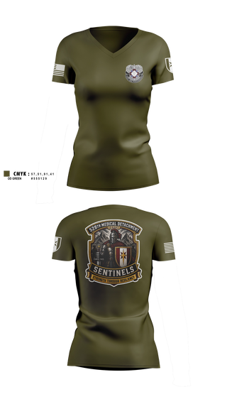 Womens Short Sleeve Vneck Shirt, 528th MED DET COSC, Army, Teamtime, Team time, sublimation, custom sports apparel, team uniforms, spirit wear, spiritwear, sports uniforms, custom shirts, team store, custom team store, fundraiser sports, apparel fundraiser