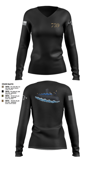 Womens Long Sleeve Vneck Shirt, USS Jefferson City, Navy, Teamtime, Team time, sublimation, custom sports apparel, team uniforms, spirit wear, spiritwear, sports uniforms, custom shirts, team store, custom team store, fundraiser sports, apparel fundraiser