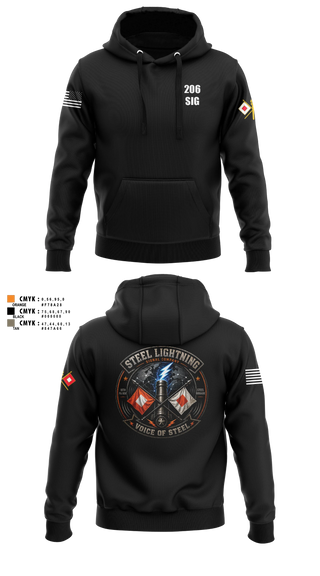 Hoodie, 206 Steel Lightning, Army, Teamtime, Team time, sublimation, custom sports apparel, team uniforms, spirit wear, spiritwear, sports uniforms, custom shirts, team store, custom team store, fundraiser sports, apparel fundraiser