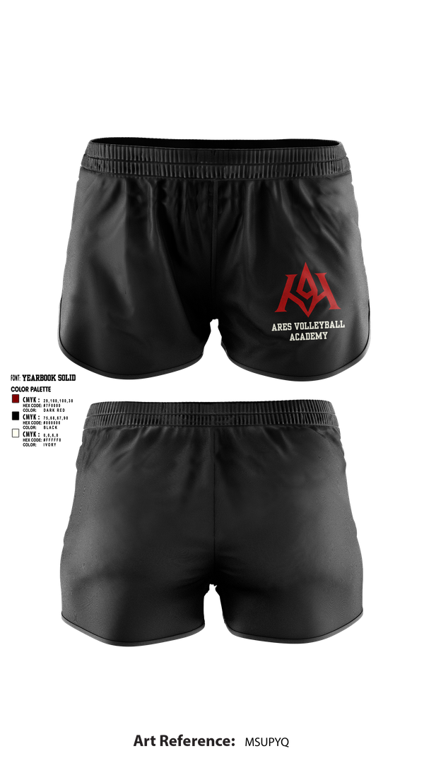Womens Shorts, Ares Volleyball Academy, Women's Volleyball, Teamtime, Team time, sublimation, custom sports apparel, team uniforms, spirit wear, spiritwear, sports uniforms, custom shirts, team store, custom team store, fundraiser sports, apparel fundraiser