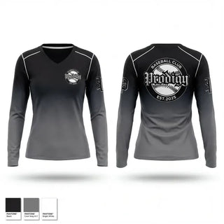 Womens Long Sleeve Vneck Shirt, Prodigy, Baseball, Teamtime, Team time, sublimation, custom sports apparel, team uniforms, spirit wear, spiritwear, sports uniforms, custom shirts, team store, custom team store, fundraiser sports, apparel fundraiser