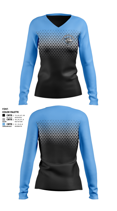 East Chapel Hill High School Swimming Women's Long Sleeve V-neck Shirt - 3