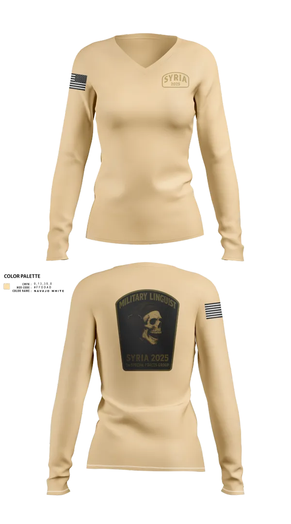 Womens Long Sleeve Vneck Shirt, , Army, Teamtime, Team time, sublimation, custom sports apparel, team uniforms, spirit wear, spiritwear, sports uniforms, custom shirts, team store, custom team store, fundraiser sports, apparel fundraiser