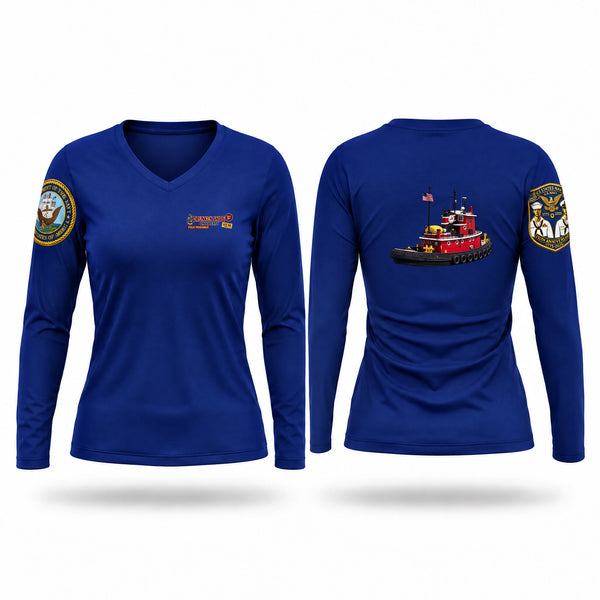 Womens Long Sleeve Vneck Shirt, SERVICE CRAFT GROTON CT, Navy, Teamtime, Team time, sublimation, custom sports apparel, team uniforms, spirit wear, spiritwear, sports uniforms, custom shirts, team store, custom team store, fundraiser sports, apparel fundraiser