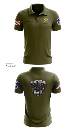 Short Sleeve Performance Polo, SAC SOUTH, Army, Teamtime, Team time, sublimation, custom sports apparel, team uniforms, spirit wear, spiritwear, sports uniforms, custom shirts, team store, custom team store, fundraiser sports, apparel fundraiser