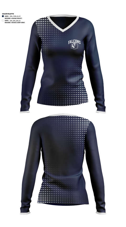 Womens Long Sleeve Vneck Shirt, Frontier School of Excellence Basketball, Men's Basketball, Teamtime, Team time, sublimation, custom sports apparel, team uniforms, spirit wear, spiritwear, sports uniforms, custom shirts, team store, custom team store, fundraiser sports, apparel fundraiser