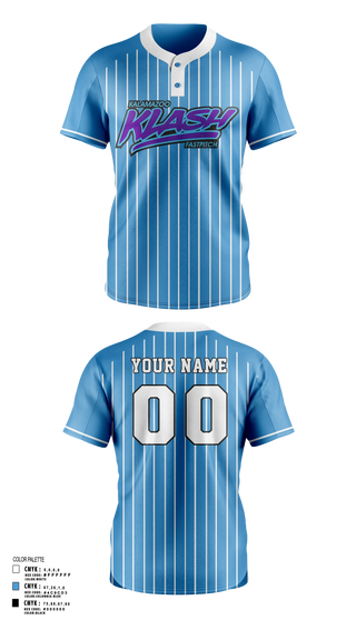 Two Button Softball Jersey, Kalamazoo Klash, Softball, Teamtime, Team time, sublimation, custom sports apparel, team uniforms, spirit wear, spiritwear, sports uniforms, custom shirts, team store, custom team store, fundraiser sports, apparel fundraiser