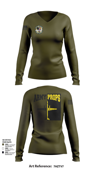 Womens Long Sleeve Vneck Shirt, DET 2 CO A 2-245th AVN, , Teamtime, Team time, sublimation, custom sports apparel, team uniforms, spirit wear, spiritwear, sports uniforms, custom shirts, team store, custom team store, fundraiser sports, apparel fundraiser