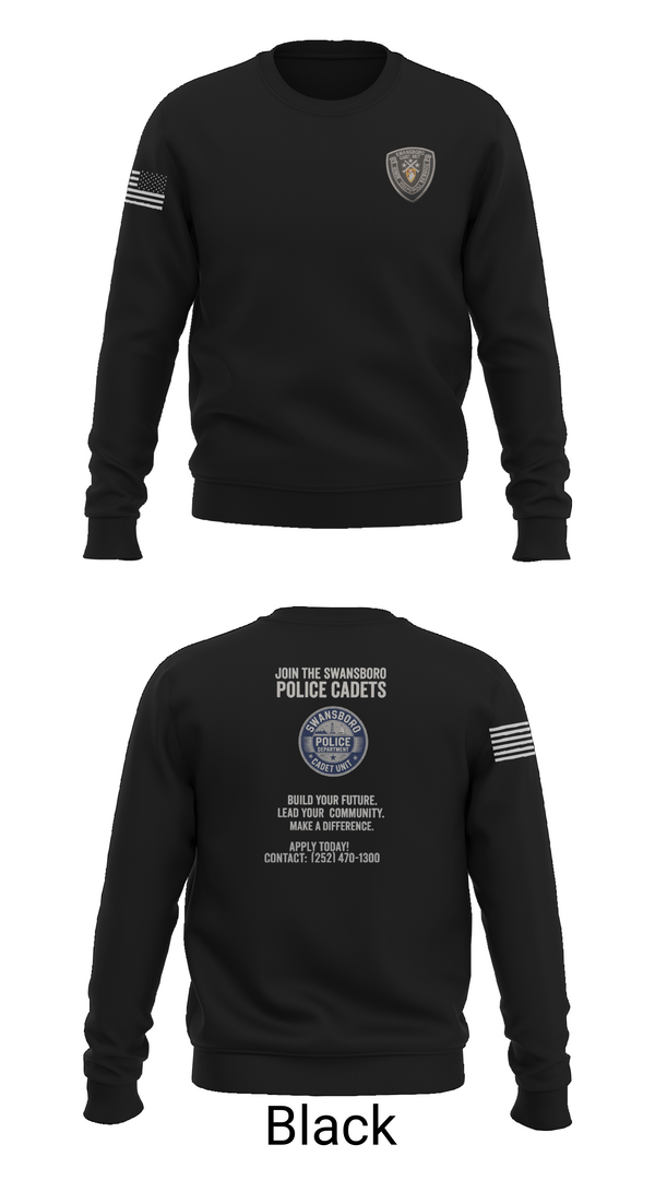 Crew Neck Sweatshirt, Swansboro police cadets, Police, Teamtime, Team time, sublimation, custom sports apparel, team uniforms, spirit wear, spiritwear, sports uniforms, custom shirts, team store, custom team store, fundraiser sports, apparel fundraiser