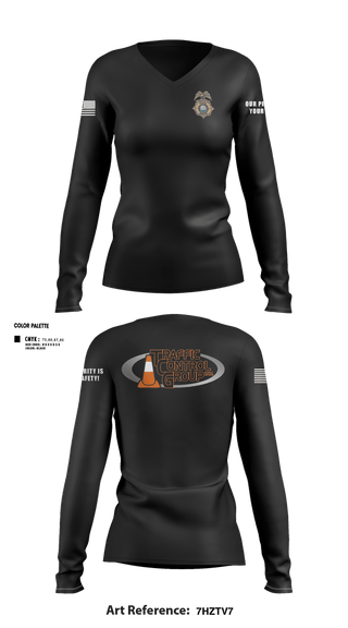 Womens Long Sleeve Vneck Shirt, TTO, Police, Teamtime, Team time, sublimation, custom sports apparel, team uniforms, spirit wear, spiritwear, sports uniforms, custom shirts, team store, custom team store, fundraiser sports, apparel fundraiser