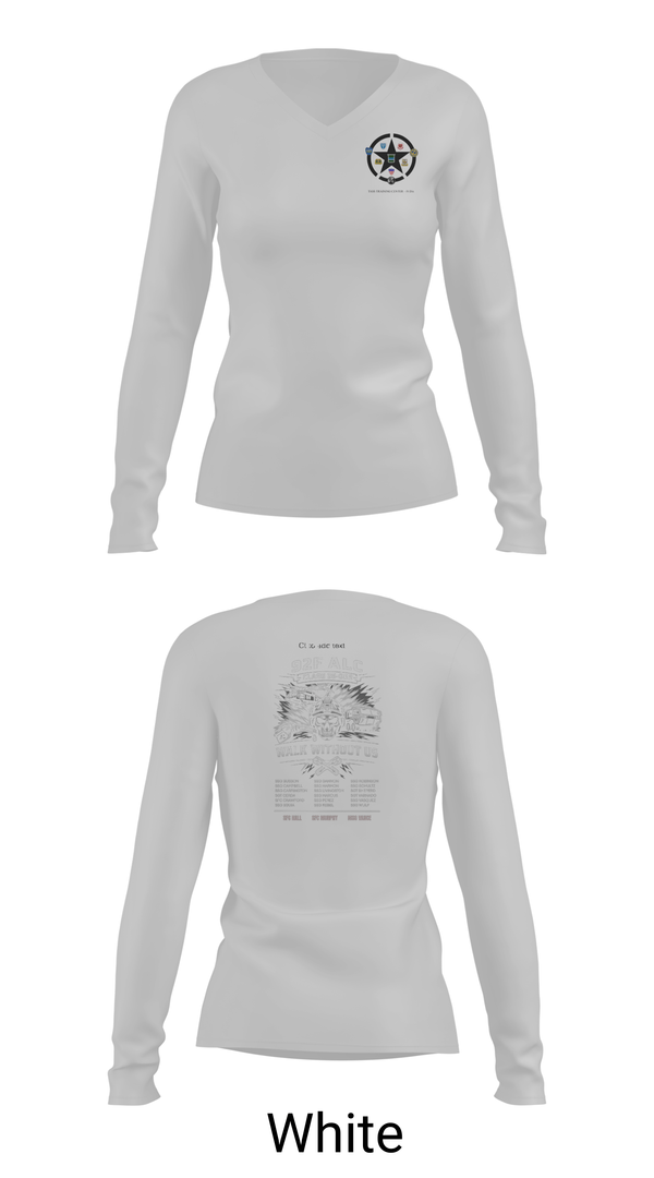 Womens Long Sleeve Vneck Shirt, 92F ALC 26-003, Army, Teamtime, Team time, sublimation, custom sports apparel, team uniforms, spirit wear, spiritwear, sports uniforms, custom shirts, team store, custom team store, fundraiser sports, apparel fundraiser