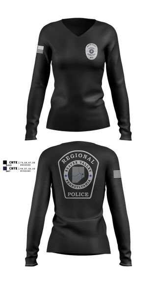 Womens Long Sleeve Vneck Shirt, Beaver Valley Regional Police Department, Police, Teamtime, Team time, sublimation, custom sports apparel, team uniforms, spirit wear, spiritwear, sports uniforms, custom shirts, team store, custom team store, fundraiser sports, apparel fundraiser