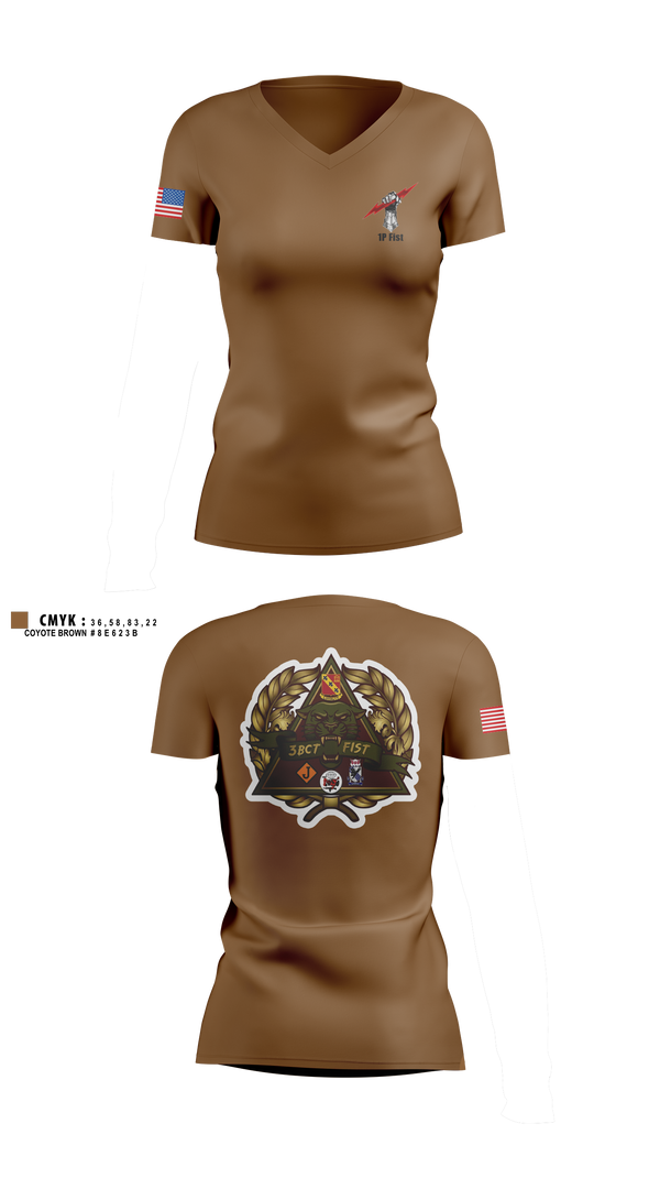 Womens Short Sleeve Vneck Shirt, 1P FIST, Army, Teamtime, Team time, sublimation, custom sports apparel, team uniforms, spirit wear, spiritwear, sports uniforms, custom shirts, team store, custom team store, fundraiser sports, apparel fundraiser