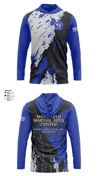 Long Sleeve Performance Shirt with hood, Mansfield Martial Arts Center, , Teamtime, Team time, sublimation, custom sports apparel, team uniforms, spirit wear, spiritwear, sports uniforms, custom shirts, team store, custom team store, fundraiser sports, apparel fundraiser