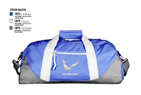 Duffle Bag, Lick Creek School Basketball, Men's Basketball, Teamtime, Team time, sublimation, custom sports apparel, team uniforms, spirit wear, spiritwear, sports uniforms, custom shirts, team store, custom team store, fundraiser sports, apparel fundraiser