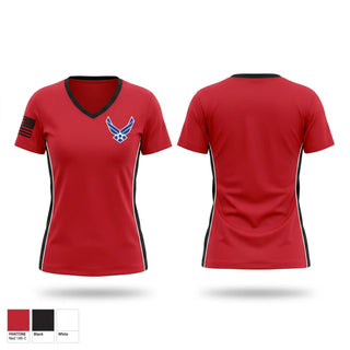 Womens Short Sleeve Vneck Shirt, Ga-931, Air Force, Teamtime, Team time, sublimation, custom sports apparel, team uniforms, spirit wear, spiritwear, sports uniforms, custom shirts, team store, custom team store, fundraiser sports, apparel fundraiser