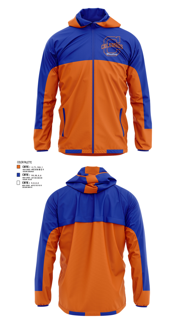 Windbreaker, Columbus High School Wrestling, Wrestling, Teamtime, Team time, sublimation, custom sports apparel, team uniforms, spirit wear, spiritwear, sports uniforms, custom shirts, team store, custom team store, fundraiser sports, apparel fundraiser