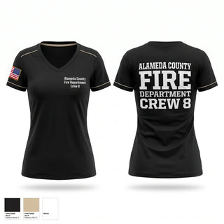 Womens Short Sleeve Vneck Shirt, Alameda County Fire Department Crew 8, Fire Department, Teamtime, Team time, sublimation, custom sports apparel, team uniforms, spirit wear, spiritwear, sports uniforms, custom shirts, team store, custom team store, fundraiser sports, apparel fundraiser