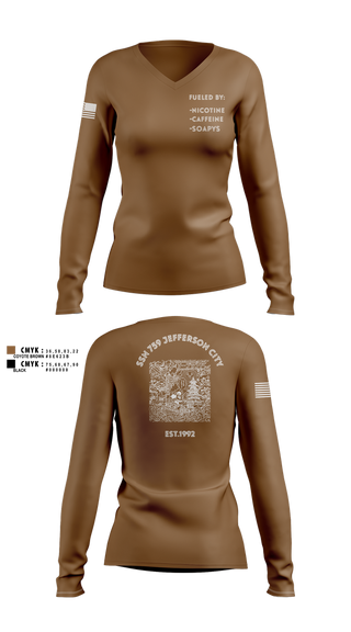 Womens Long Sleeve Vneck Shirt, Jefferson City, , Teamtime, Team time, sublimation, custom sports apparel, team uniforms, spirit wear, spiritwear, sports uniforms, custom shirts, team store, custom team store, fundraiser sports, apparel fundraiser