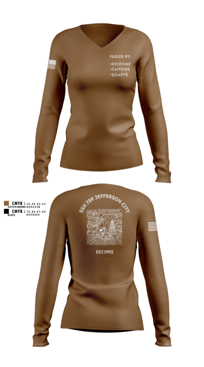 Jefferson City 36022409 Women's Long Sleeve V-neck Shirt - 101