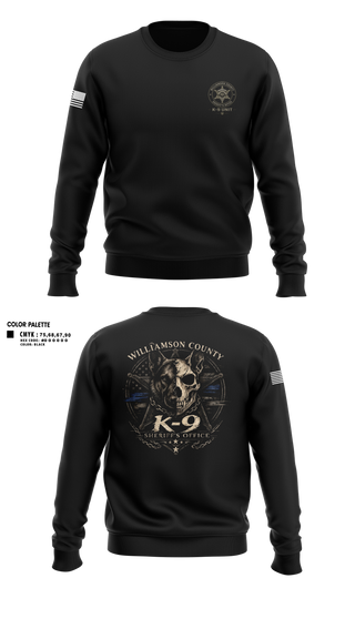 Crew Neck Sweatshirt, Williamson County K-9 Unit, Police, Teamtime, Team time, sublimation, custom sports apparel, team uniforms, spirit wear, spiritwear, sports uniforms, custom shirts, team store, custom team store, fundraiser sports, apparel fundraiser