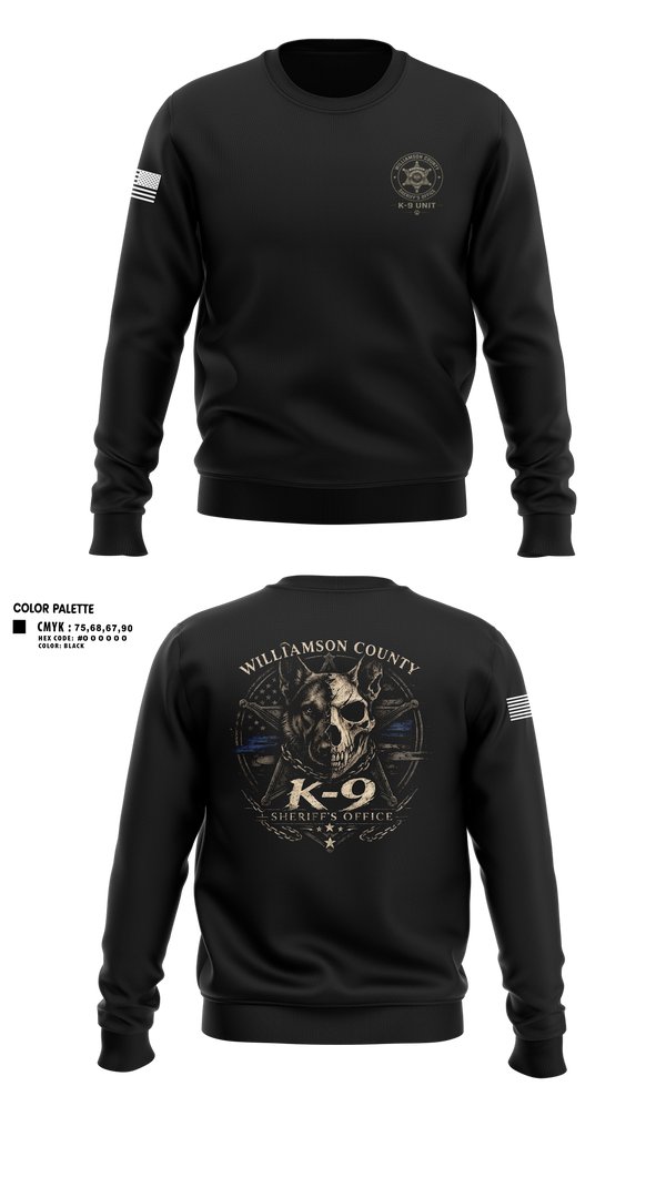 Crew Neck Sweatshirt, Williamson County K-9 Unit, Police, Teamtime, Team time, sublimation, custom sports apparel, team uniforms, spirit wear, spiritwear, sports uniforms, custom shirts, team store, custom team store, fundraiser sports, apparel fundraiser