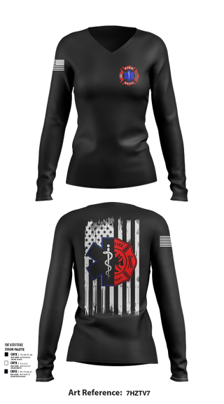 Womens Long Sleeve Vneck Shirt, Station 31, Fire Department, Teamtime, Team time, sublimation, custom sports apparel, team uniforms, spirit wear, spiritwear, sports uniforms, custom shirts, team store, custom team store, fundraiser sports, apparel fundraiser