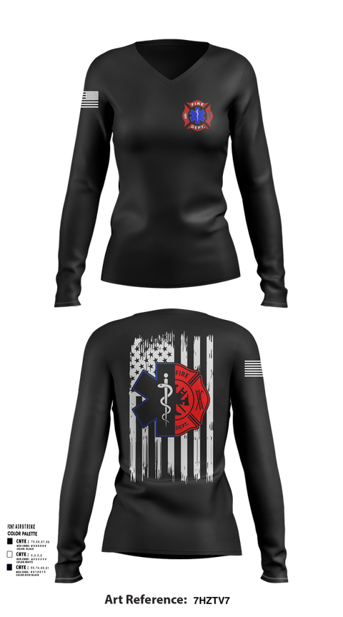 Womens Long Sleeve Vneck Shirt, Station 31, Fire Department, Teamtime, Team time, sublimation, custom sports apparel, team uniforms, spirit wear, spiritwear, sports uniforms, custom shirts, team store, custom team store, fundraiser sports, apparel fundraiser