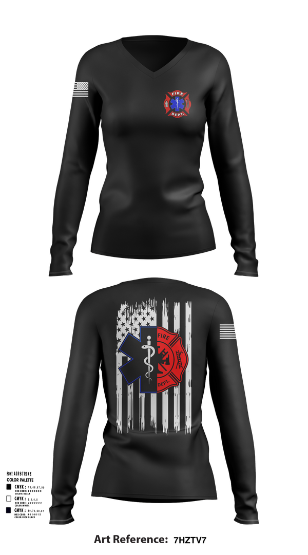 Womens Long Sleeve Vneck Shirt, Station 31, Fire Department, Teamtime, Team time, sublimation, custom sports apparel, team uniforms, spirit wear, spiritwear, sports uniforms, custom shirts, team store, custom team store, fundraiser sports, apparel fundraiser