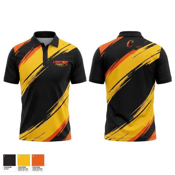 Short Sleeve Performance Polo, Lightning Force Athletics, Track & Field, Teamtime, Team time, sublimation, custom sports apparel, team uniforms, spirit wear, spiritwear, sports uniforms, custom shirts, team store, custom team store, fundraiser sports, apparel fundraiser