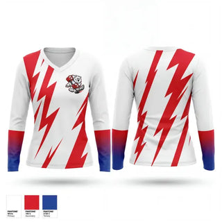 Womens Long Sleeve Vneck Shirt, Polars, Ice Hockey, Teamtime, Team time, sublimation, custom sports apparel, team uniforms, spirit wear, spiritwear, sports uniforms, custom shirts, team store, custom team store, fundraiser sports, apparel fundraiser
