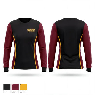 Long Sleeve Performance Shirt, Milford hs lady Bucs, Women's Lacrosse, Teamtime, Team time, sublimation, custom sports apparel, team uniforms, spirit wear, spiritwear, sports uniforms, custom shirts, team store, custom team store, fundraiser sports, apparel fundraiser