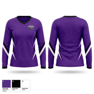 Womens Long Sleeve Vneck Shirt, Somerton spikers, Women's Volleyball, Teamtime, Team time, sublimation, custom sports apparel, team uniforms, spirit wear, spiritwear, sports uniforms, custom shirts, team store, custom team store, fundraiser sports, apparel fundraiser