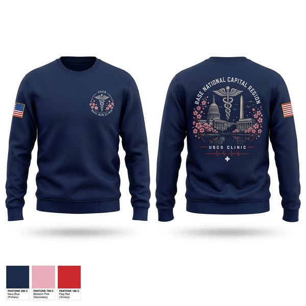 Crew Neck Sweatshirt, Base NCR Clinic, Coast Guard, Teamtime, Team time, sublimation, custom sports apparel, team uniforms, spirit wear, spiritwear, sports uniforms, custom shirts, team store, custom team store, fundraiser sports, apparel fundraiser