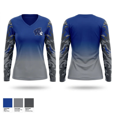 Wayne Community High School Wrestling Women's Long Sleeve V-neck Shirt - 1