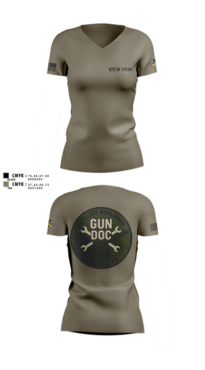 ARMT 1-320th Field Artillery 11716991 Women's Short Sleeve V-neck Shirt - 2