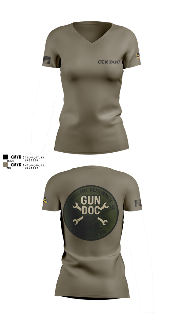 Womens Short Sleeve Vneck Shirt, ARMT 1-320th Field Artillery, Army, Teamtime, Team time, sublimation, custom sports apparel, team uniforms, spirit wear, spiritwear, sports uniforms, custom shirts, team store, custom team store, fundraiser sports, apparel fundraiser