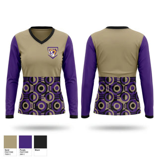 Womens Long Sleeve Vneck Shirt, Sabers, Softball, Teamtime, Team time, sublimation, custom sports apparel, team uniforms, spirit wear, spiritwear, sports uniforms, custom shirts, team store, custom team store, fundraiser sports, apparel fundraiser