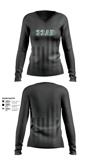 Womens Long Sleeve Vneck Shirt, Glory Days/ 22AD, Softball, Teamtime, Team time, sublimation, custom sports apparel, team uniforms, spirit wear, spiritwear, sports uniforms, custom shirts, team store, custom team store, fundraiser sports, apparel fundraiser