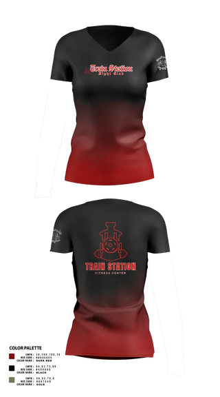 Womens Short Sleeve Vneck Shirt, Train Station Fight Club, Spirit Store, Teamtime, Team time, sublimation, custom sports apparel, team uniforms, spirit wear, spiritwear, sports uniforms, custom shirts, team store, custom team store, fundraiser sports, apparel fundraiser