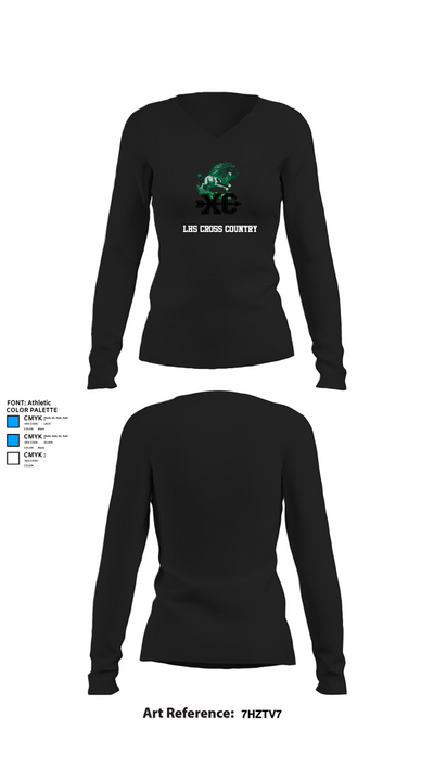 LHS Cross Country 83562854 Women's Long Sleeve V-neck Shirt - 34