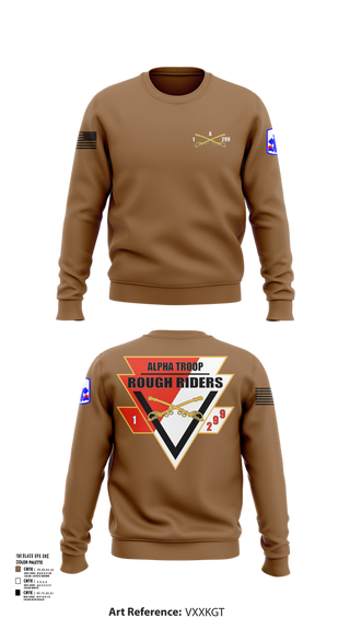 Crew Neck Sweatshirt, A Troop, 1st squadron-299th Calvary Regiment, , Teamtime, Team time, sublimation, custom sports apparel, team uniforms, spirit wear, spiritwear, sports uniforms, custom shirts, team store, custom team store, fundraiser sports, apparel fundraiser