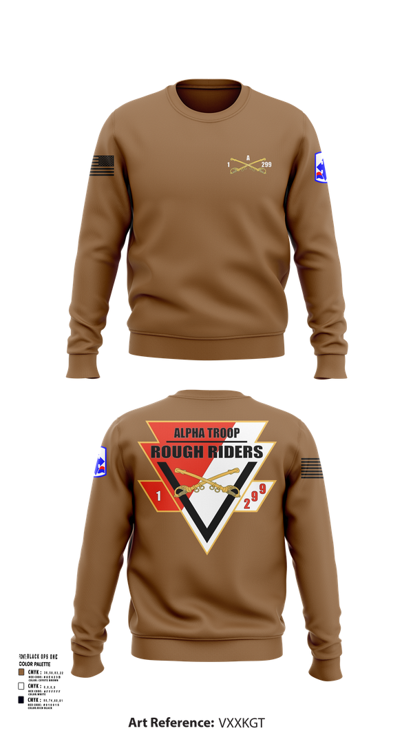 Crew Neck Sweatshirt, A Troop, 1st squadron-299th Calvary Regiment, , Teamtime, Team time, sublimation, custom sports apparel, team uniforms, spirit wear, spiritwear, sports uniforms, custom shirts, team store, custom team store, fundraiser sports, apparel fundraiser