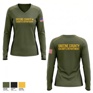 Womens Long Sleeve Vneck Shirt, Greene County Sheriff’s Department, Police, Teamtime, Team time, sublimation, custom sports apparel, team uniforms, spirit wear, spiritwear, sports uniforms, custom shirts, team store, custom team store, fundraiser sports, apparel fundraiser