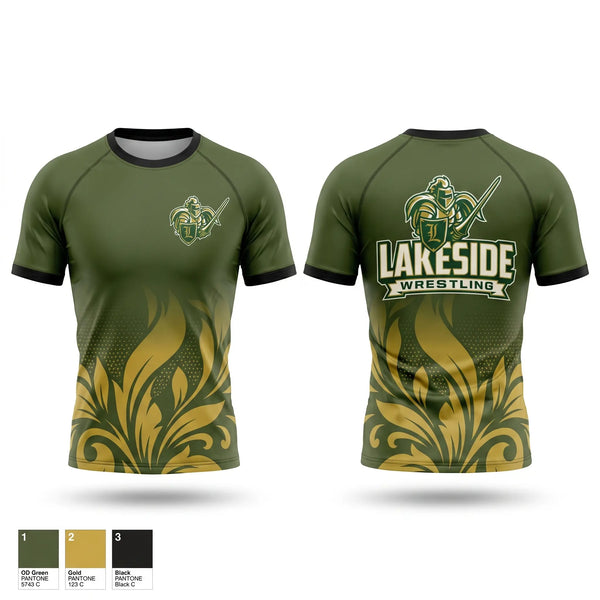 Short Sleeve Rash Guard Shirt, Lakeside High School, Wrestling, Teamtime, Team time, sublimation, custom sports apparel, team uniforms, spirit wear, spiritwear, sports uniforms, custom shirts, team store, custom team store, fundraiser sports, apparel fundraiser